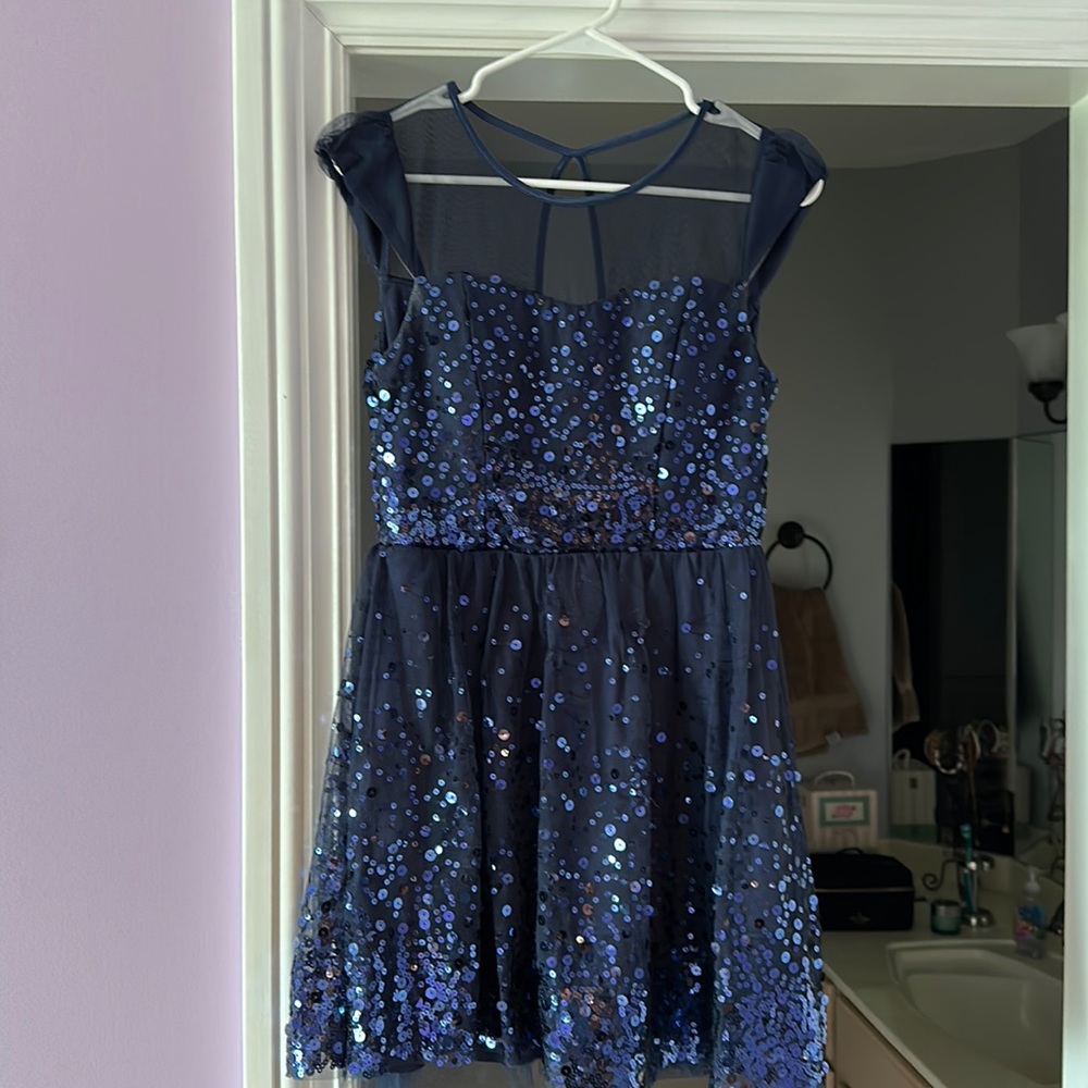 Short, sparkly, navy blue dress from Delia’s in size 5/6.